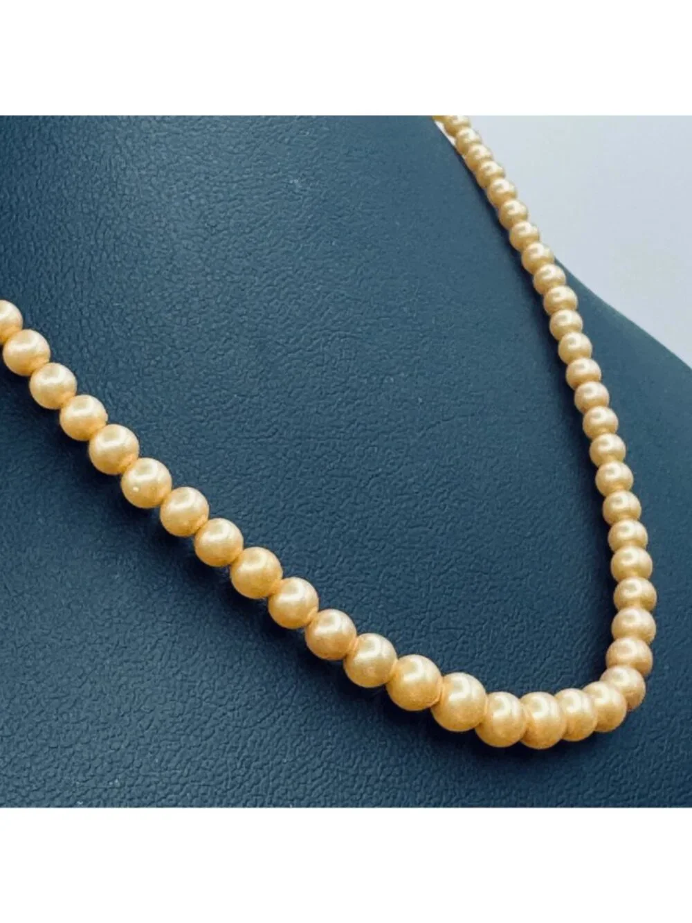 Vintage Cultured Pearl Necklace 16" Sterling Fish Hook Clasp Graduated 3-5mm - Picture 2 of 8